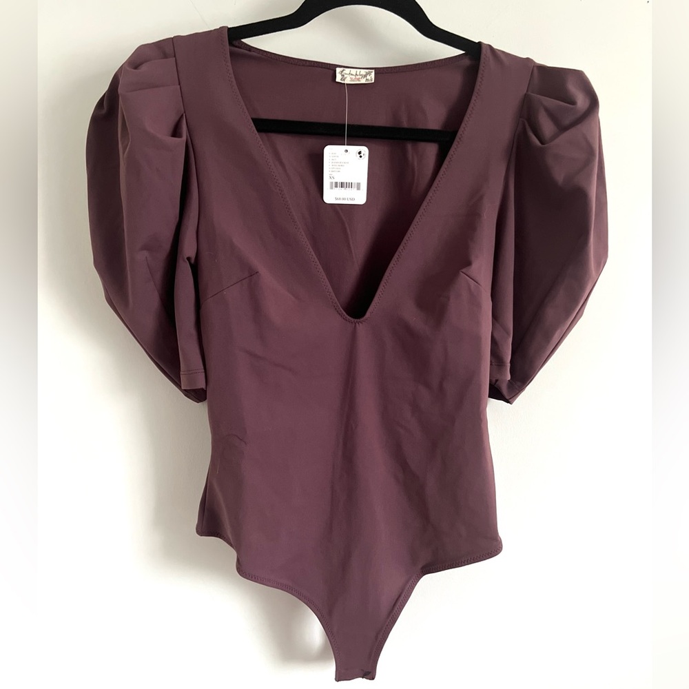 FREE PEOPLE Va Va Voop Duo Bodysuit - Size XS - Raisin Ruckus Stretch Top - NWT - Picture 4 of 12